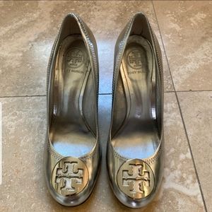 Tory Burch silver Wedge shoe